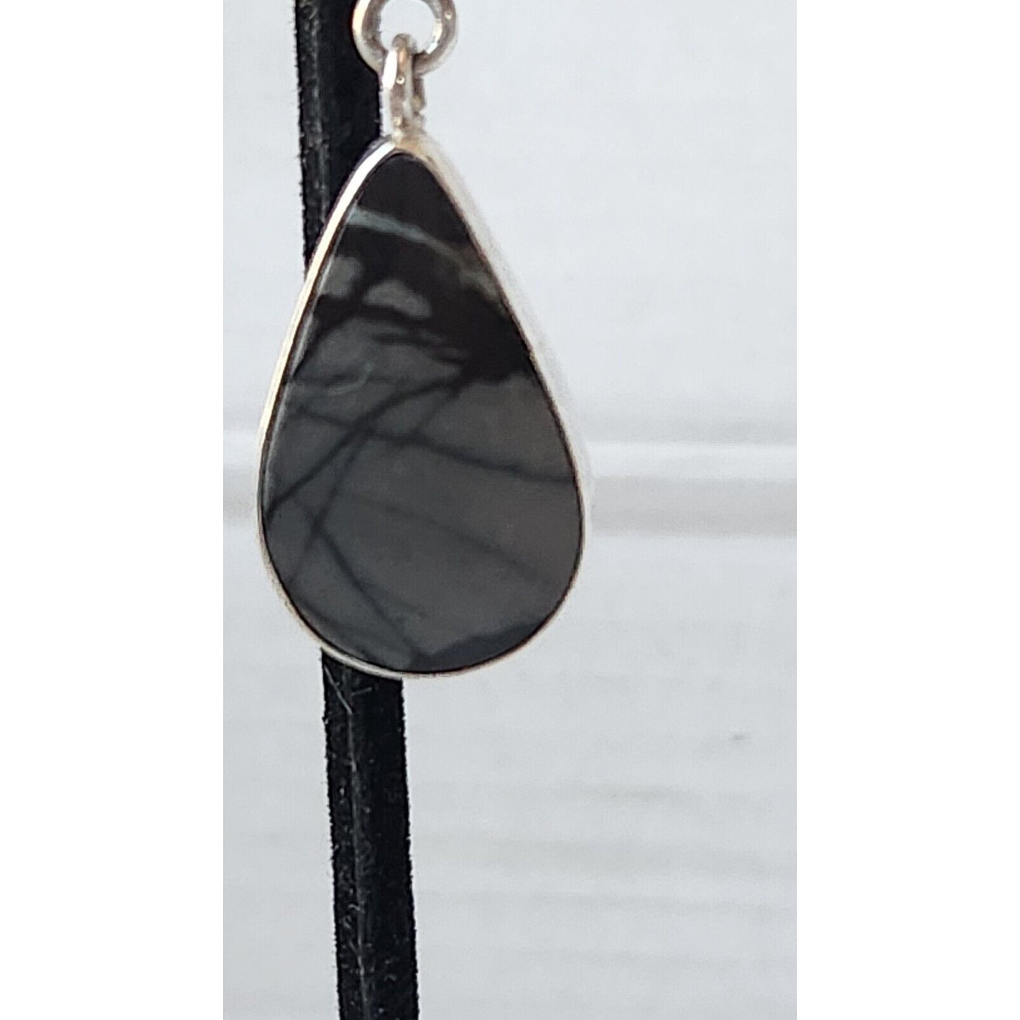 Jewelry Pendant Picasso Agate 1"  Tear Drop 925 Silver
