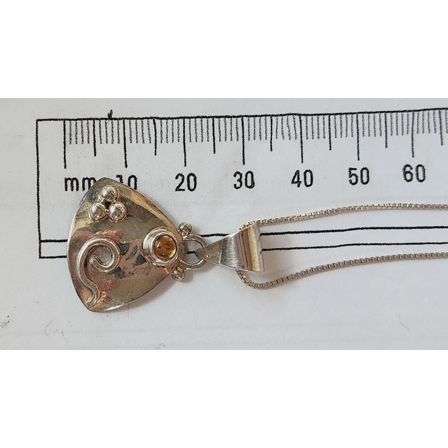 Jewelry Necklace Earrings Set Round Citrine 18" Silver Chain weight 9 Gr