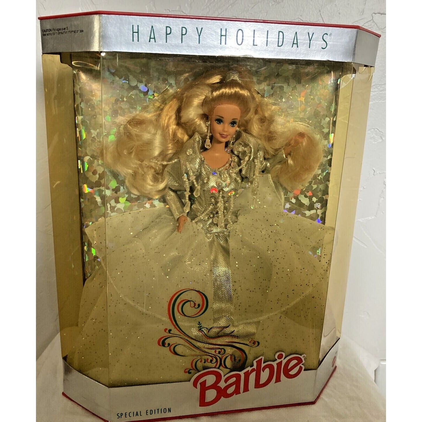 1992 Happy Holidays Barbie Doll Mattel Special Edition Silver & White Dress NRFB