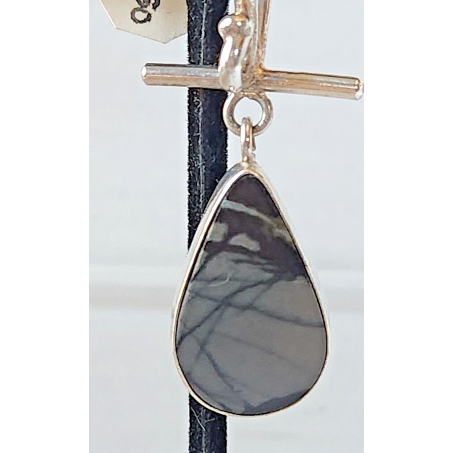 Jewelry Pendant Picasso Agate 1"  Tear Drop 925 Silver