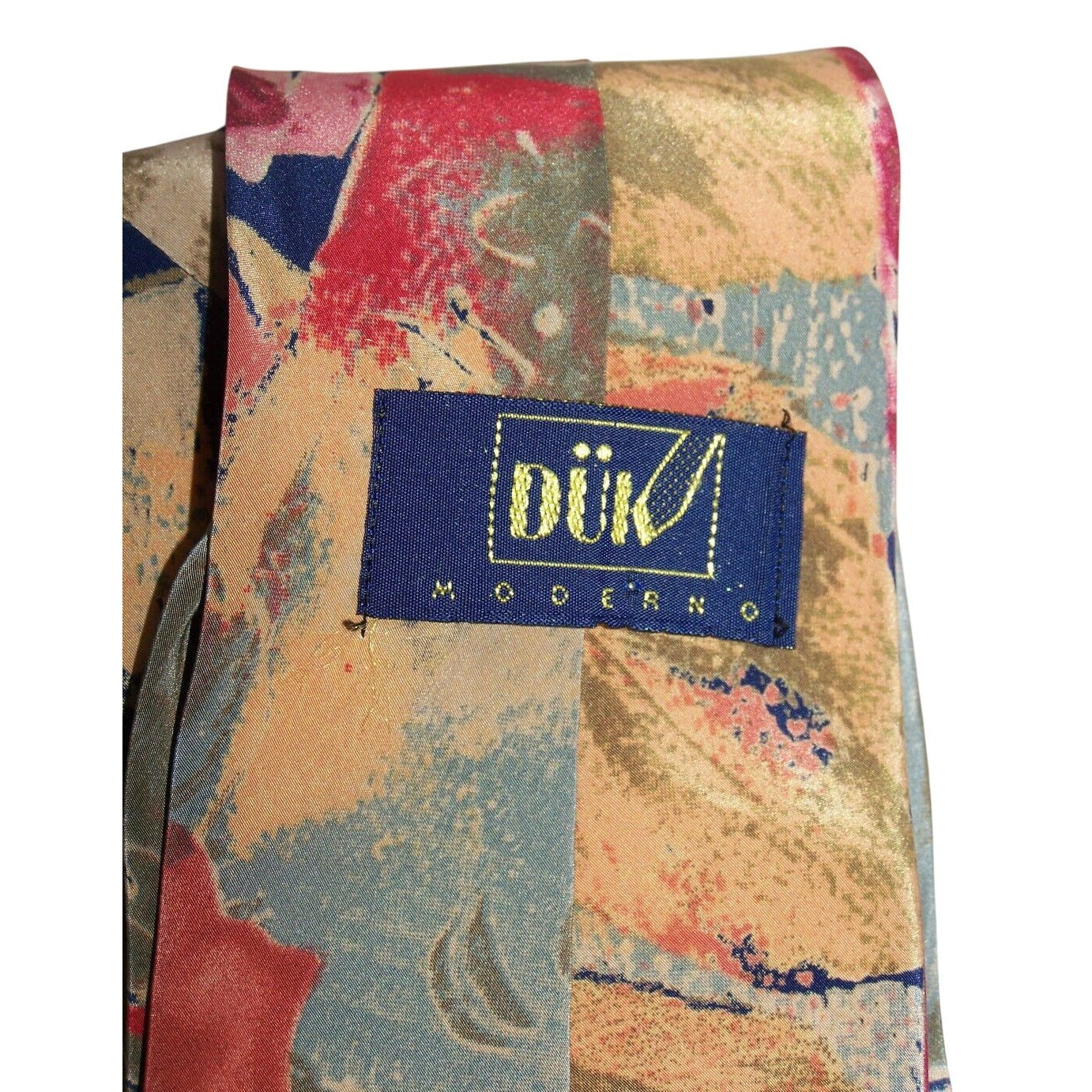 Tie Duk Morerno Tan Orange Black Cream Blue Abstract Art 59 " L 3 1/2 " W