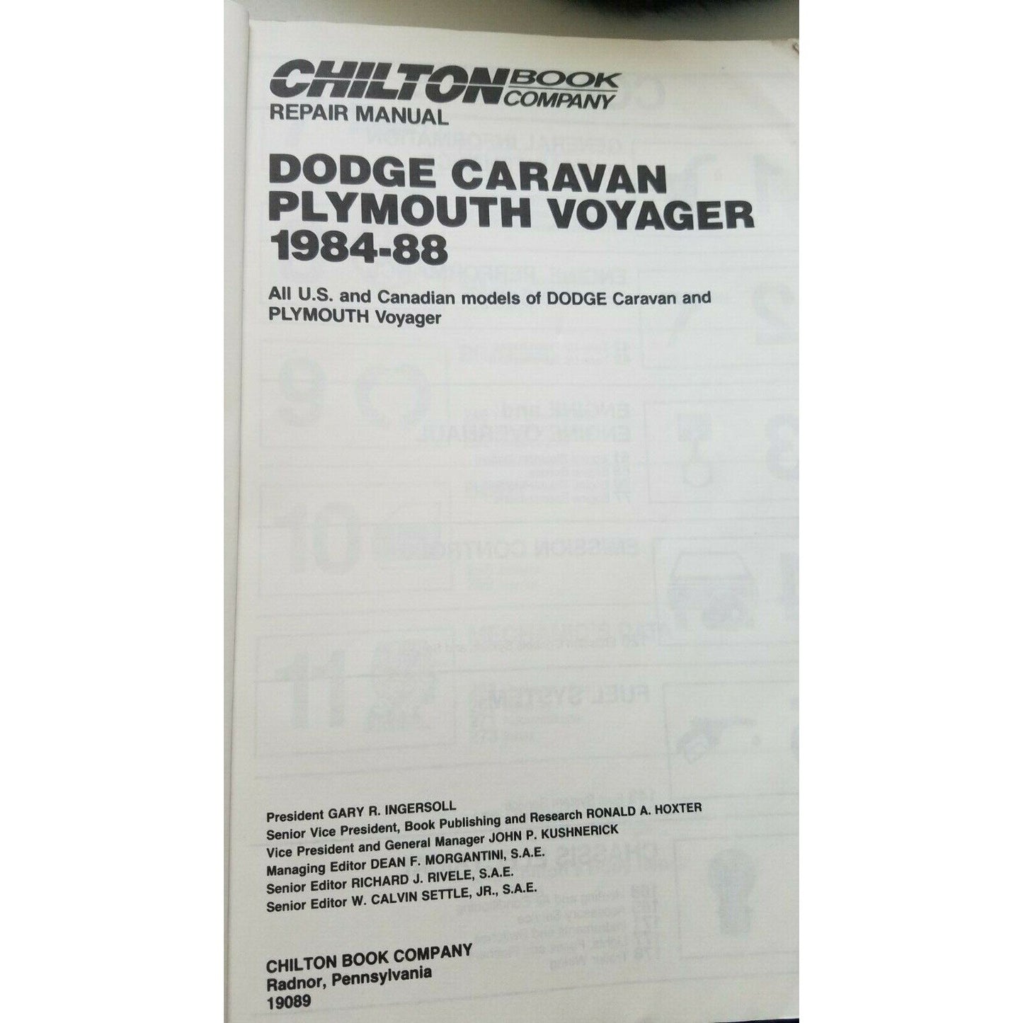 1984 -1988  Chilton's Dodge Caravan Plymouth Voyager Repair Manual # 7482