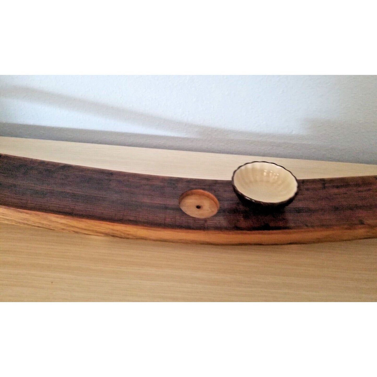 Wine Stave Sushi Tray Cork Feet Brown Dipping Bowl 34" x 3 1/2 " x 2"