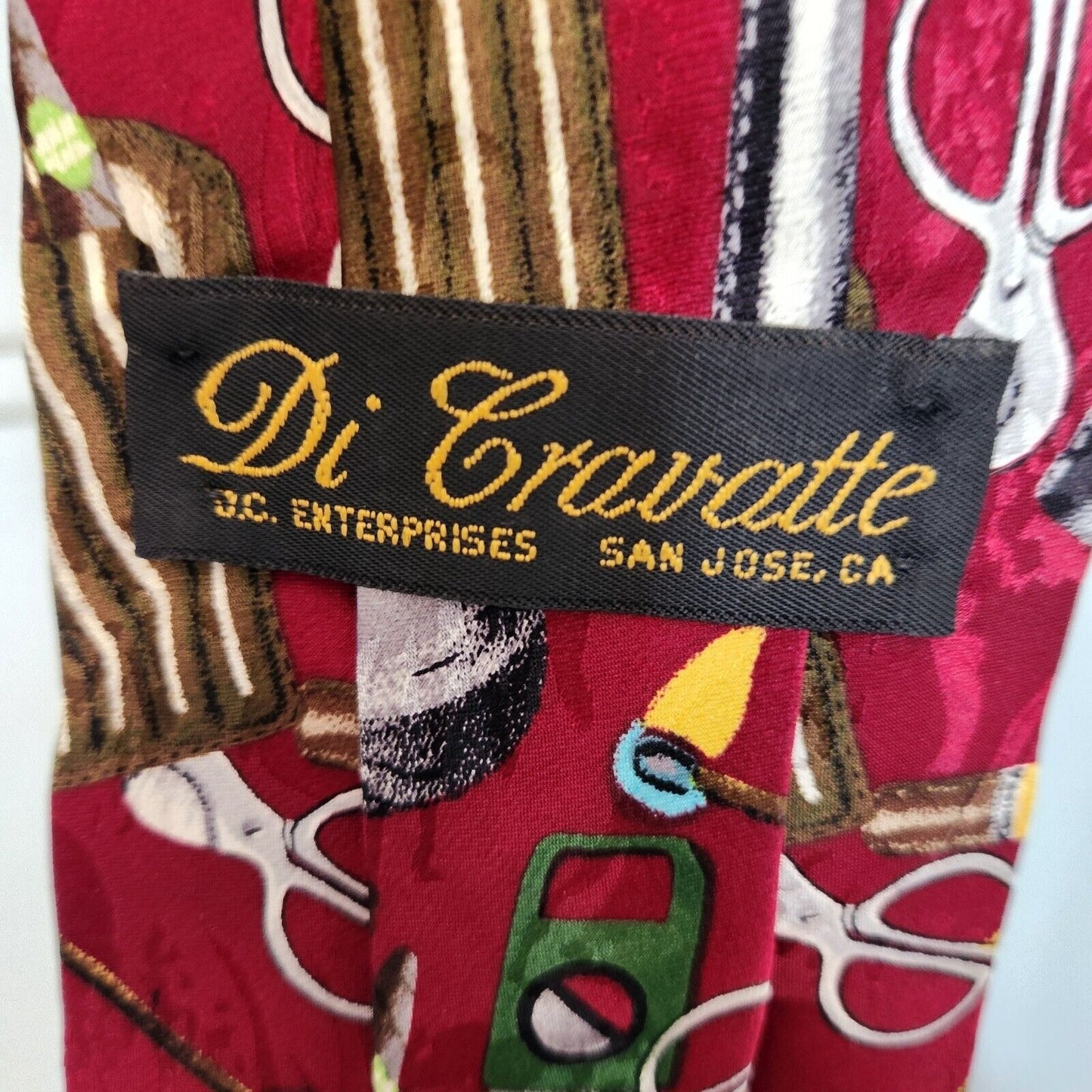 Silk Tie Brand Di Cravatte Red Cigars Tools Cutter 56" x 4" 100% Silk