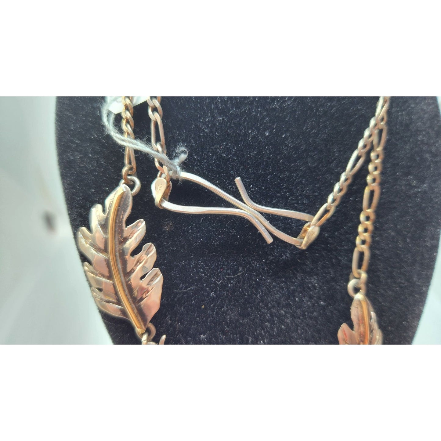 Necklace Ocean Jasper Crystal Geode Silver Leaves 14 K gold accents 25.1 Gr