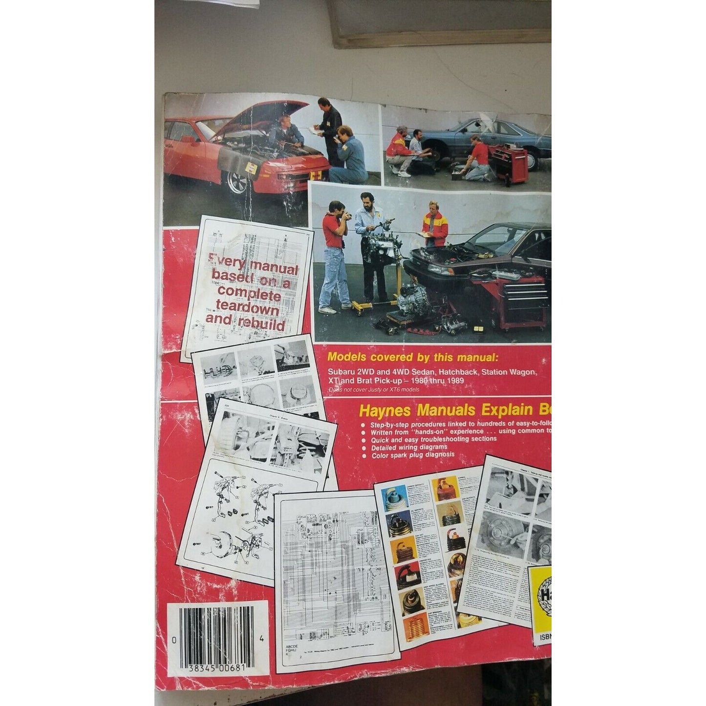 Book 1980 - 1999 Haynes Subaru 1600 & 1800 Automotive Repair Manual Teardown