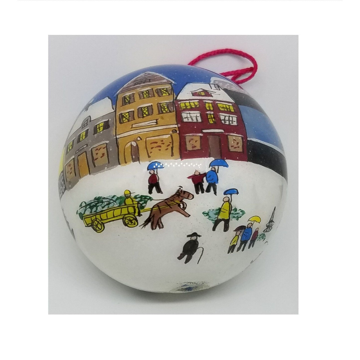 Ornament Hand Painted Glass Ball Snow Village Gaul Searson Limited San Francisco