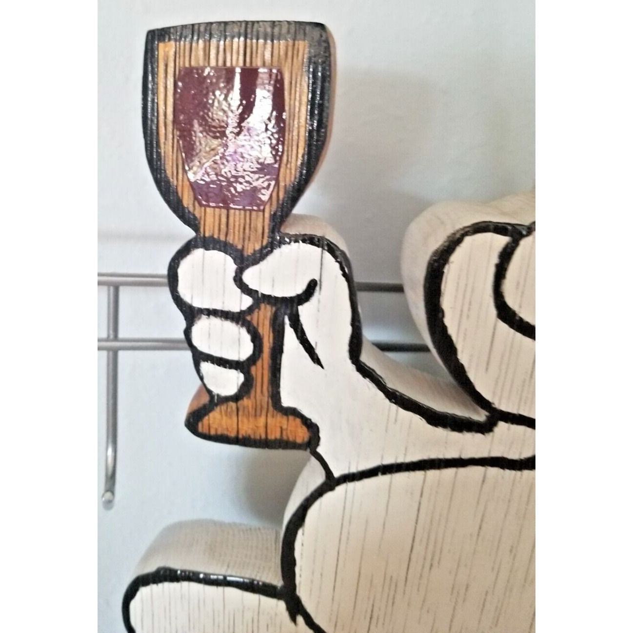 Wood Sign Halloween Ripped Wine Bottle Ghost Red Wine Glass Stave Hanging