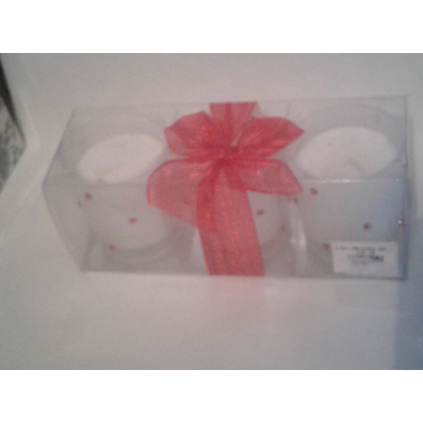 Candles White Red Rhinestones Votive  2 1/2 " Tall 2" Top Gift Box Set of 3