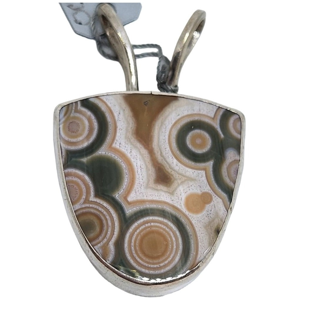 Ocean Jasper Pendant 14.7 Gr 50mm x 35mm Jerry & Fran Harr 925 Silver Round Triangle