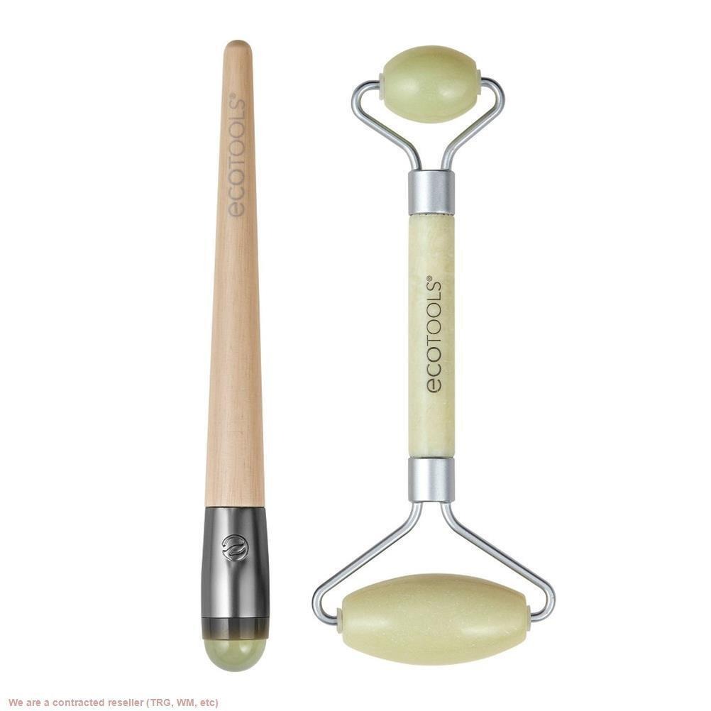 EcoTools Beauty Skin Care Tool Jade Facial Roller and Eye Roller Duo, Face Roller and Massager, Skincare and Sculpting Tool, Reduces Under E