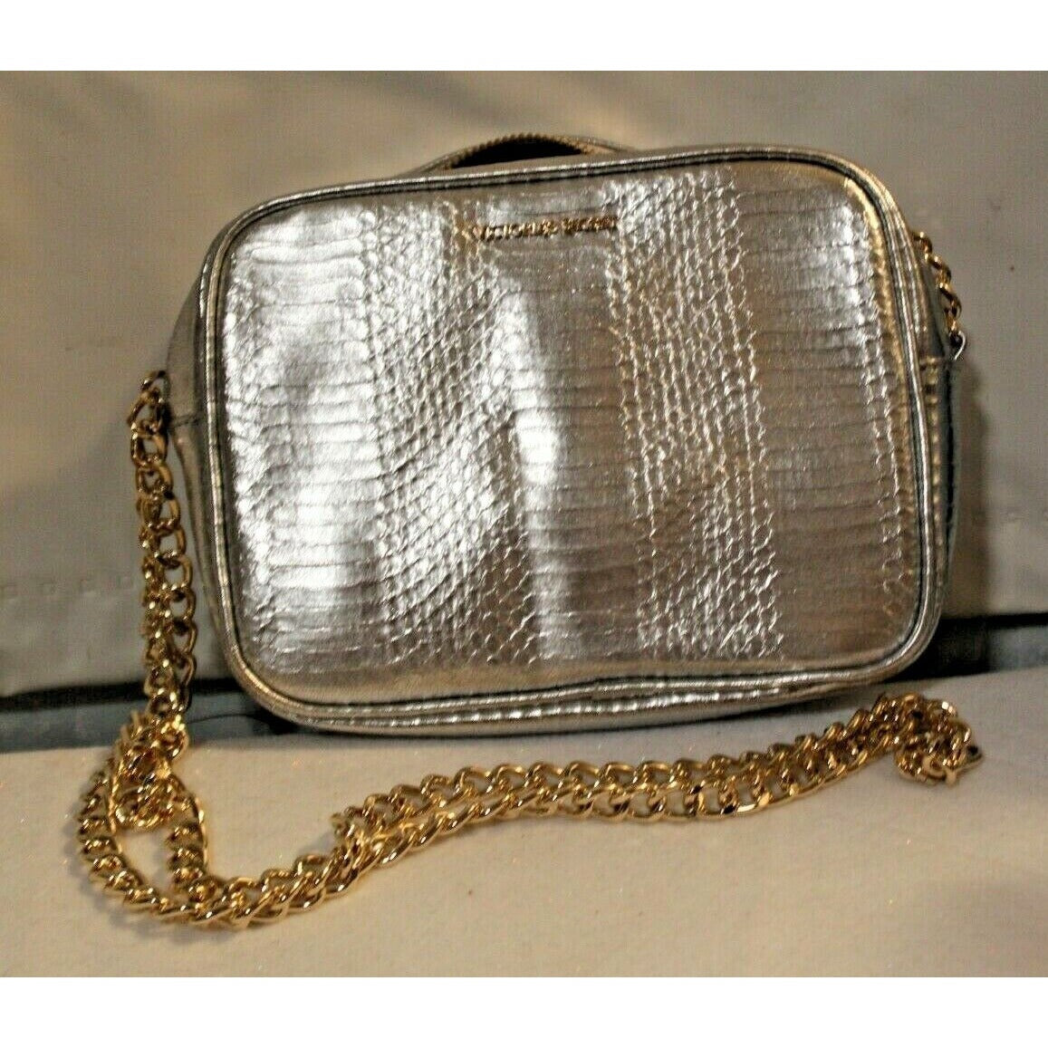 Purse Victoria Secret Silver Shoulder Bag Gold Metal Chain Strap Inside Pocket