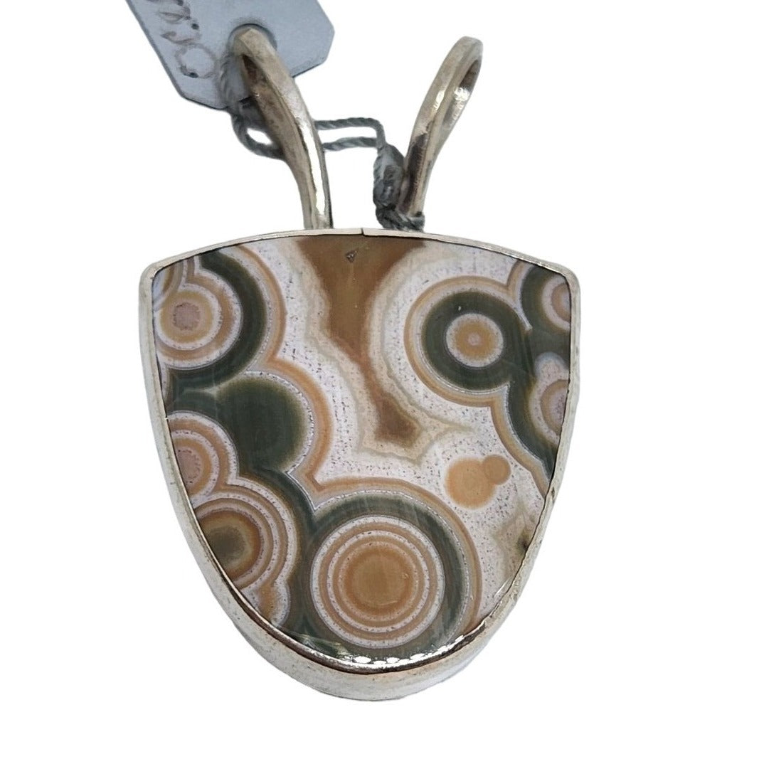 Ocean Jasper Pendant 14.7 Gr 50mm x 35mm Jerry & Fran Harr 925 Silver Round Triangle