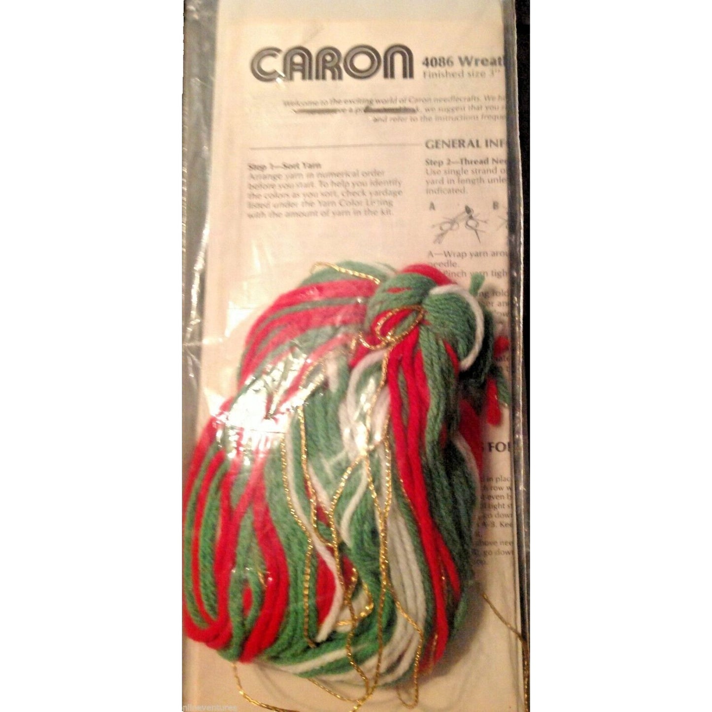 Ornament Caron Wreath 2 per kit 3" Diameter Plastic Needle Point Canvas Yarn