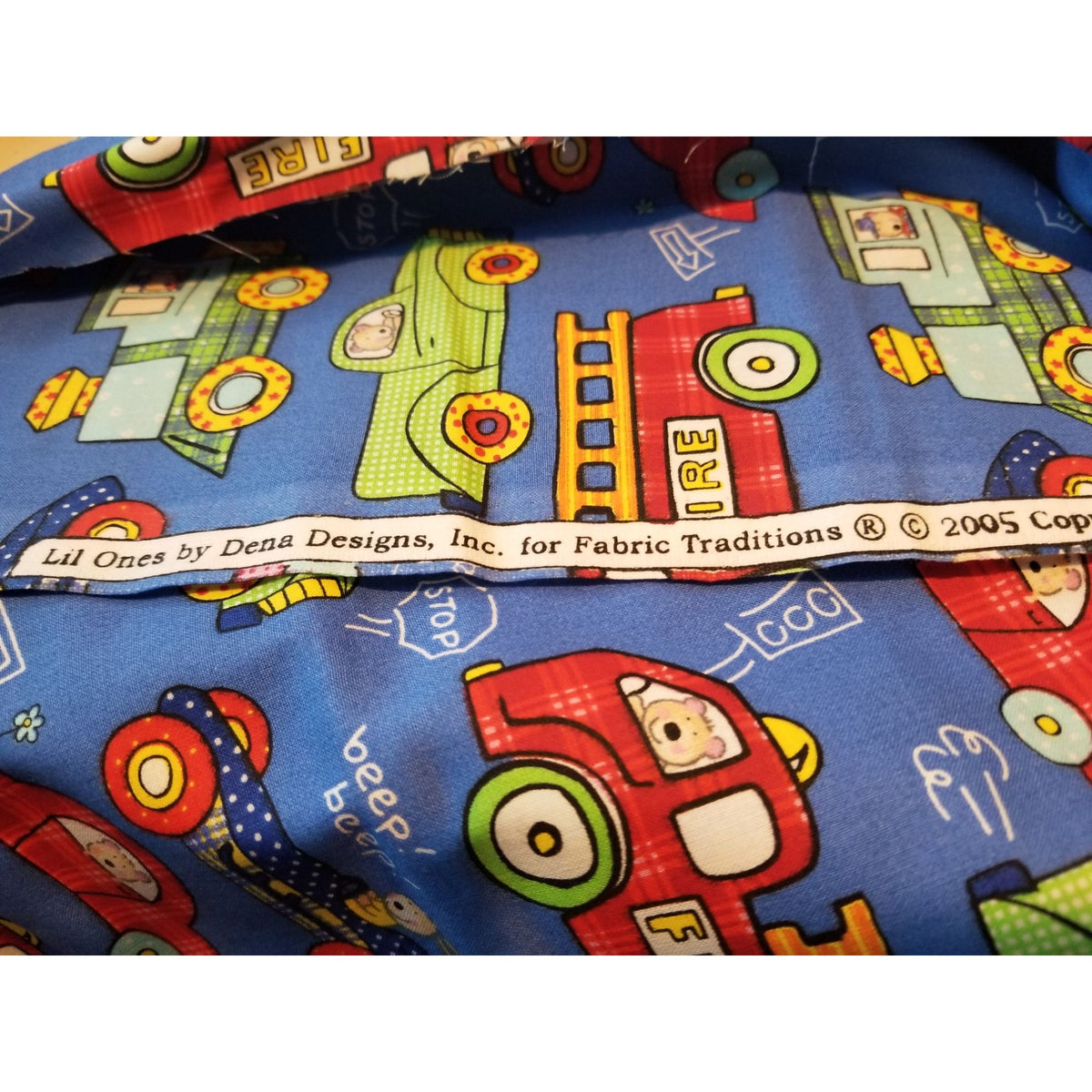 Material Blue Fabric Cars Trucks Firetrucks Train Taxi Fabric 46" x 36" Cotton Craft Clothing fabric Joann Fabric