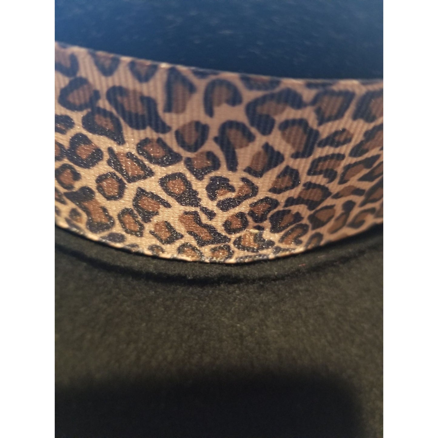 Callanan Hat Women's O/S Wide Brim Black Hat With Animal Print Pattern Bow