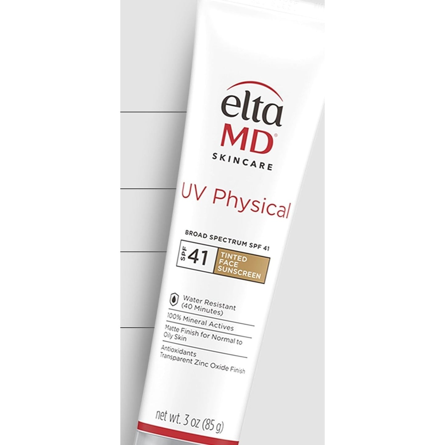 EltaMD UV Physical Tinted Sunscreen for Face, SPF 41 Tinted Sunscreen, 100% Mineral Active Sunscreen, 3.0 oz Tube
