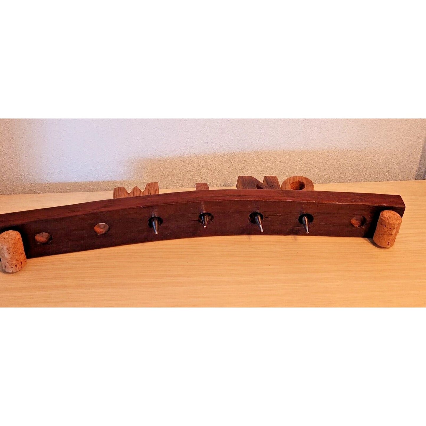 Wine Barrel Stopper Holder 7 Hole Display WINO Cork Feet 22 " x 3 " x 3 "