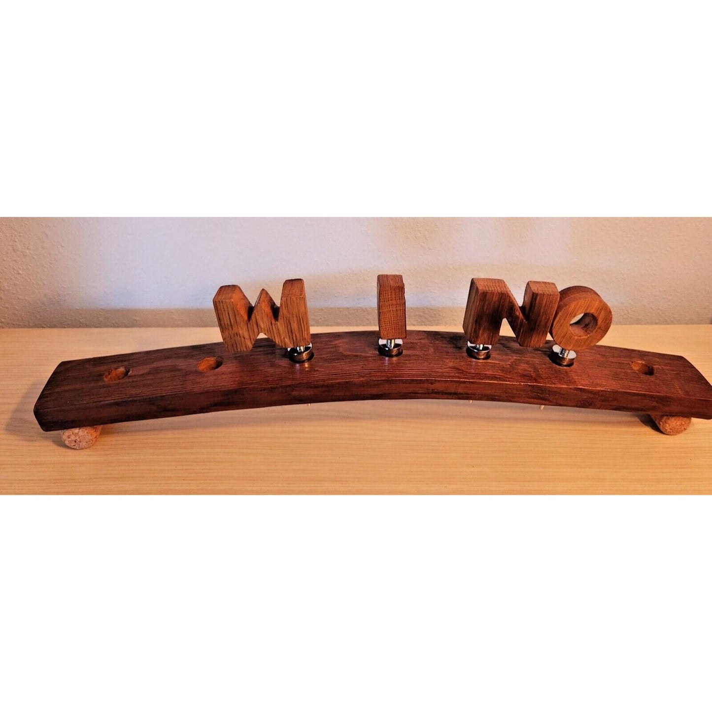 Wine Barrel Stopper Holder 7 Hole Display WINO Cork Feet 22 " x 3 " x 3 "