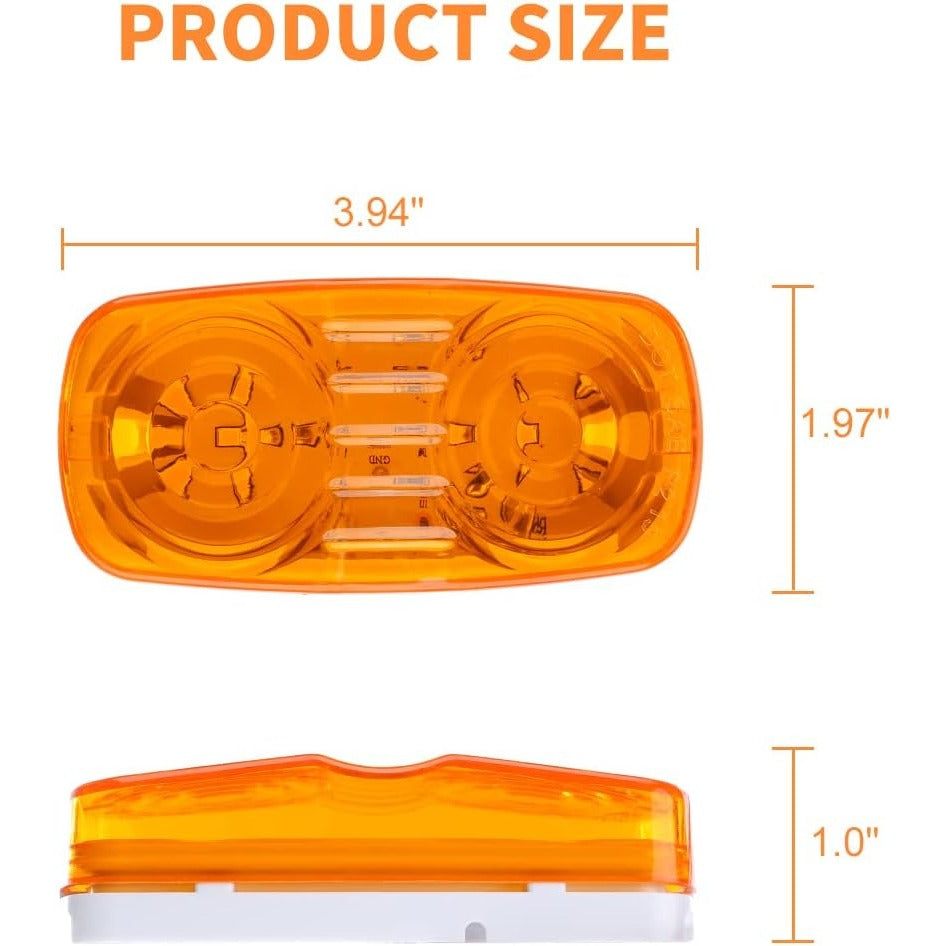 VINAUO Trailer Marker LED Clearance Lights, 14X Double Bullseye 7 Red & 7Amber 12 LED Side Marker Light Indicator 4x2 Inch Tiger Eye Surface