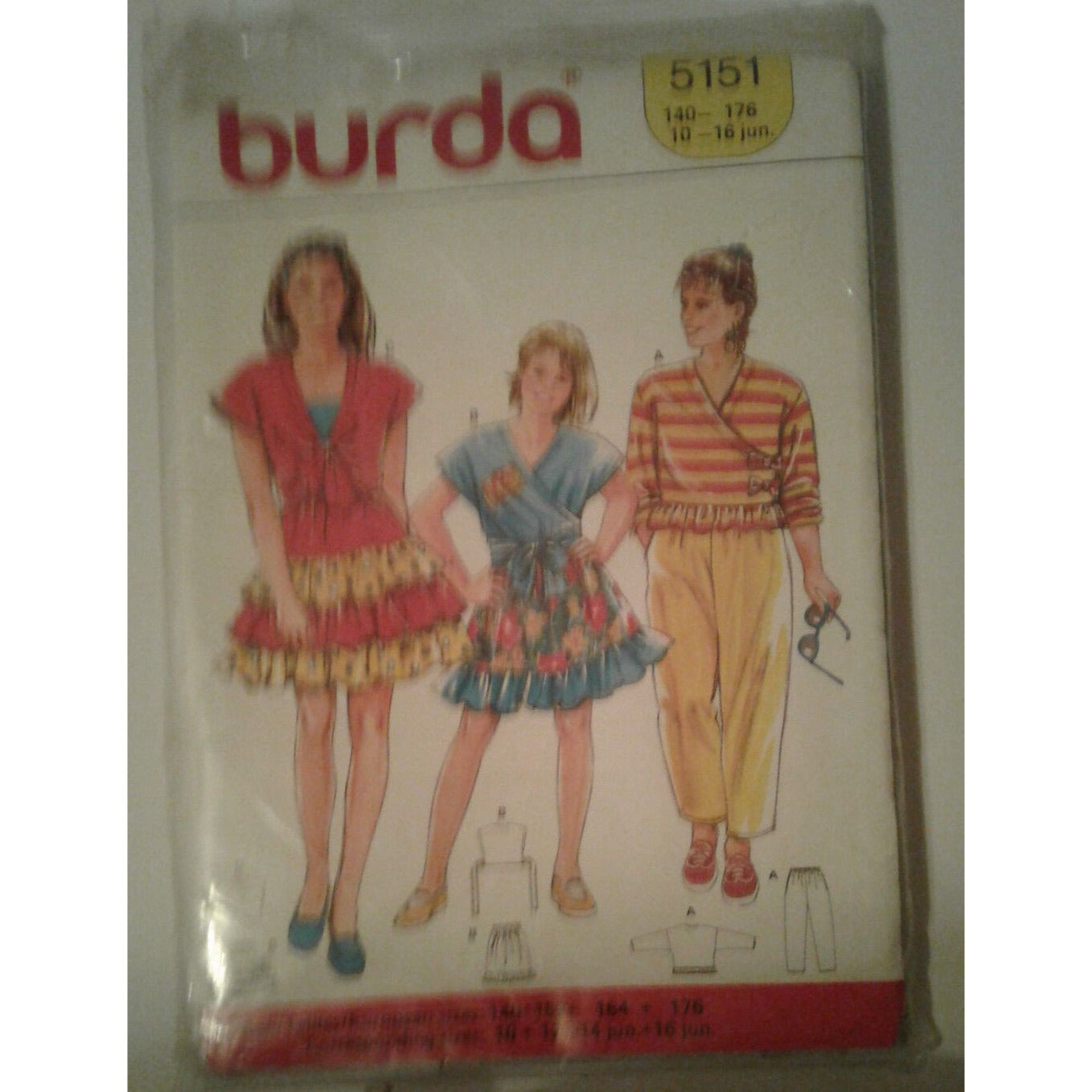 Pattern Burda # 5151 Size 10 12 14 16 Skirt Pants Vest Blouse Top Ruffles