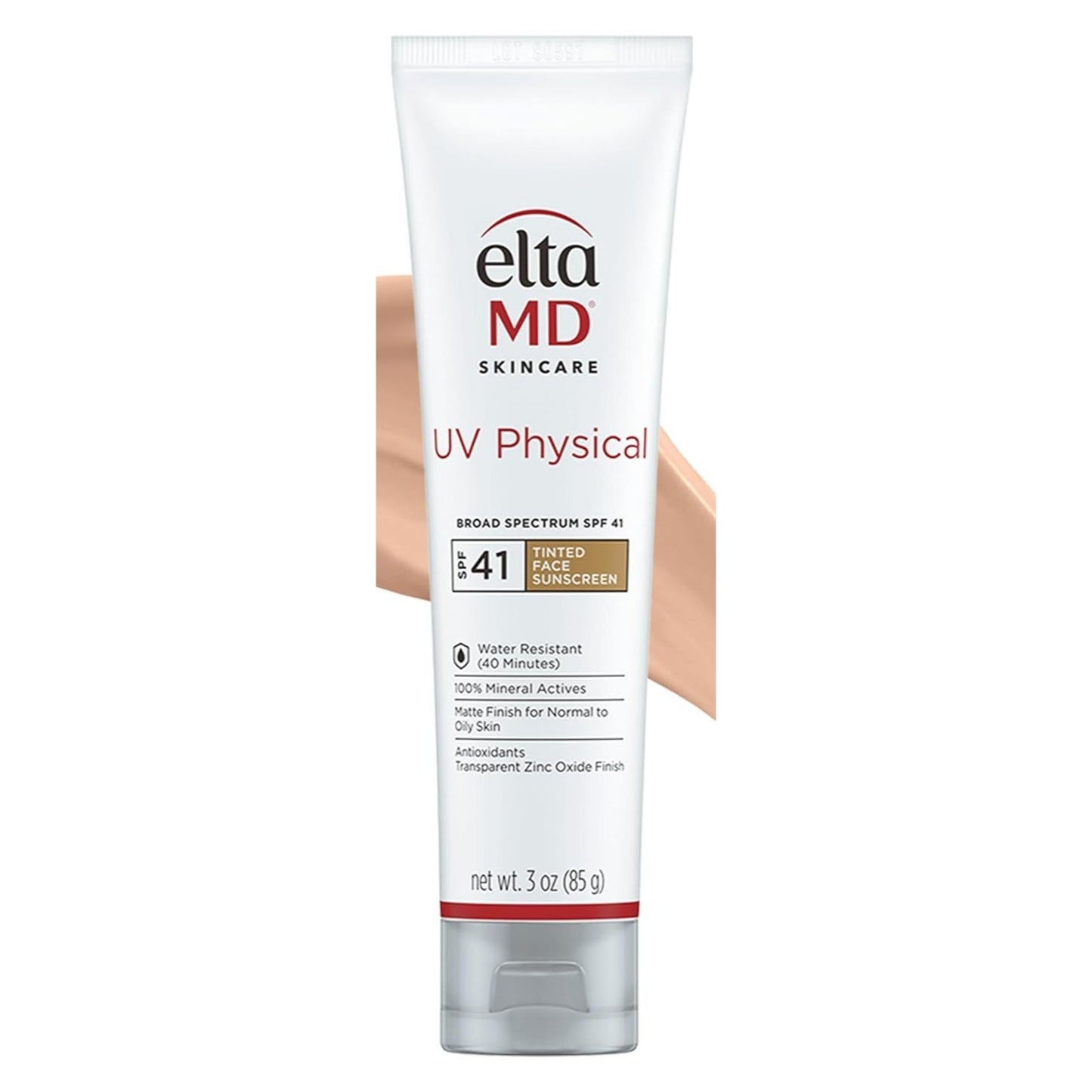 EltaMD UV Physical Tinted Sunscreen for Face, SPF 41 Tinted Sunscreen, 100% Mineral Active Sunscreen, 3.0 oz Tube