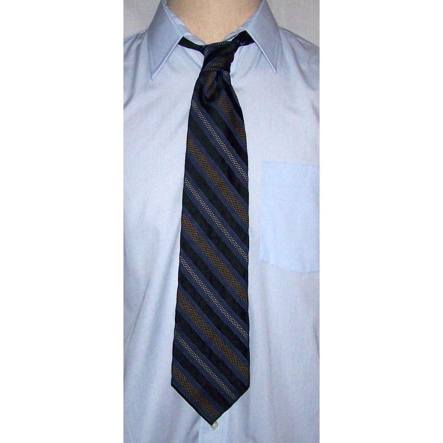 Tie Men's Polyester/Silk Neck Tie Calvin Klein Brown  Blue Stripe