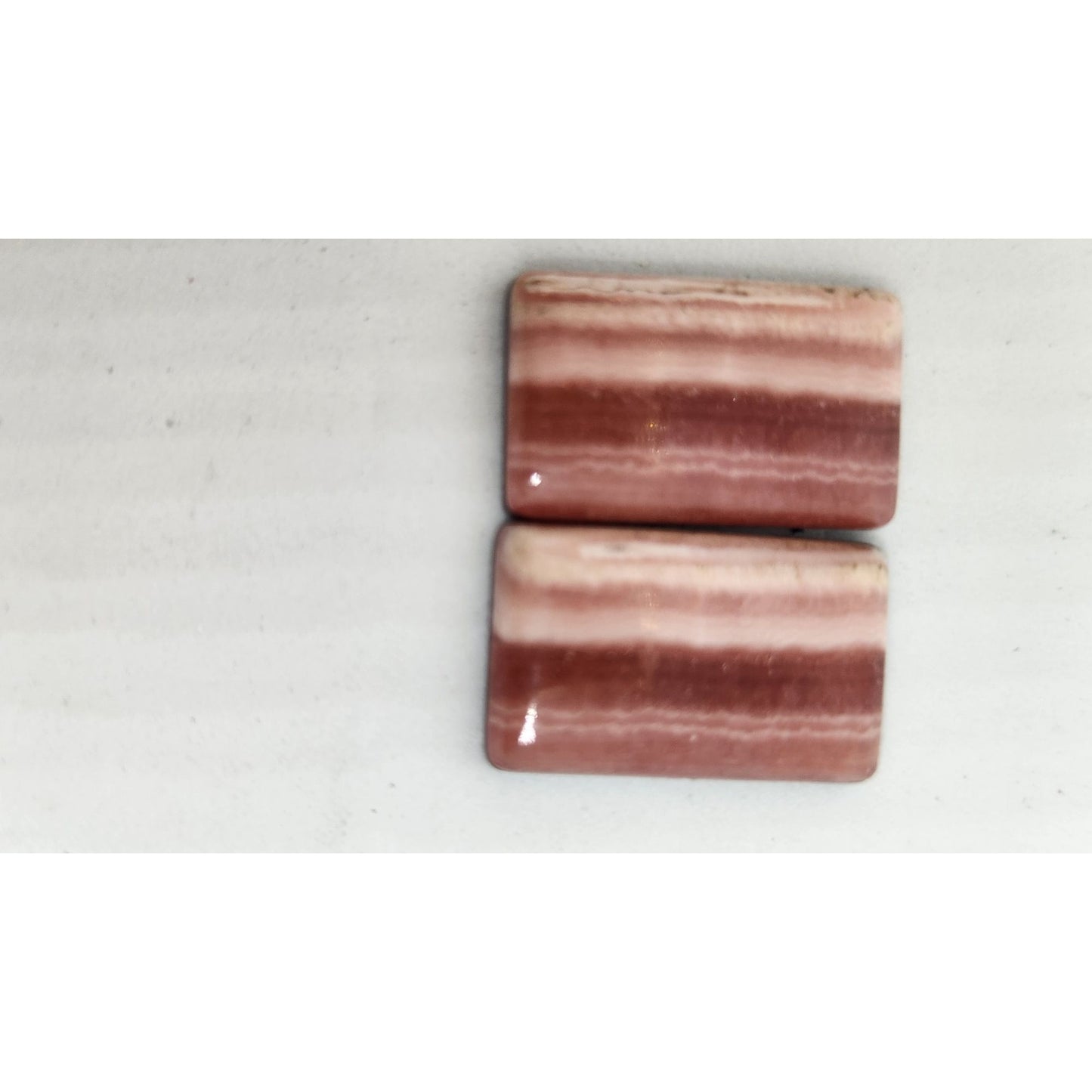 Gemstone Loose Matched Pair Rhodochrosite Crystal Pink Stripes 23.5 ct 5.1 gr