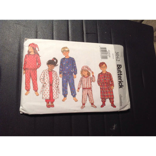 Pattern Butterick  # 3042 Sz 2,3,4,5,6 Pajamas Robe Belt Hat Booties