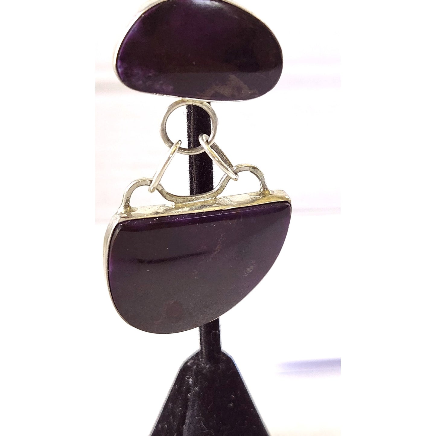 Pendant Dark Sigillate 925 Silver 15.2 gr 2 piece connected with rings 15 mm loop