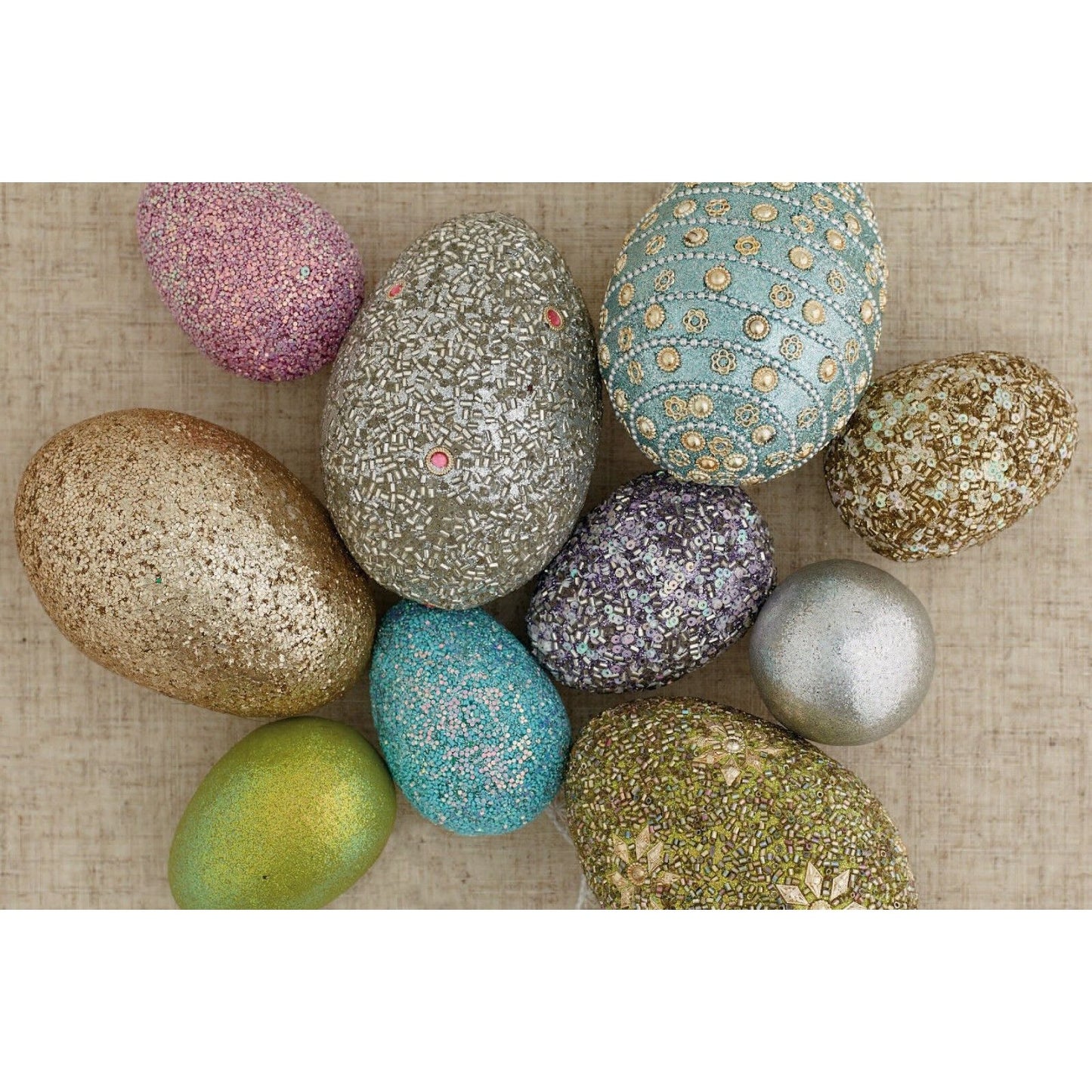 Easter Sparkling Egg Gold Large 2.75" x 4" Embellished Glitter Home Decor