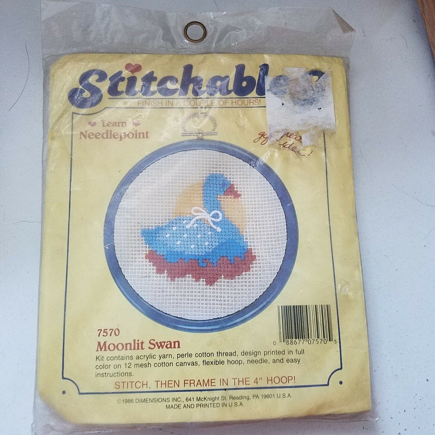 Craft Kit Stitchables Moonlit Swan # 7570 Learn Needlepoint Stitch then Frame