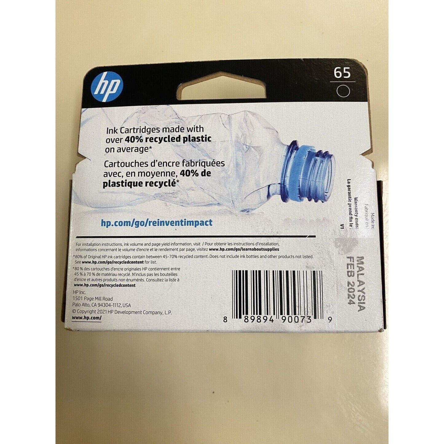 HP 65 Black Ink Cartridge Genuine OEM Original New Sealed Exp 02/24