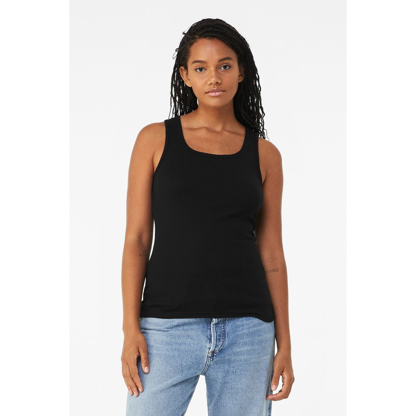 Tank Top Black Ribbed Bella 100% Cotton Size XLarge