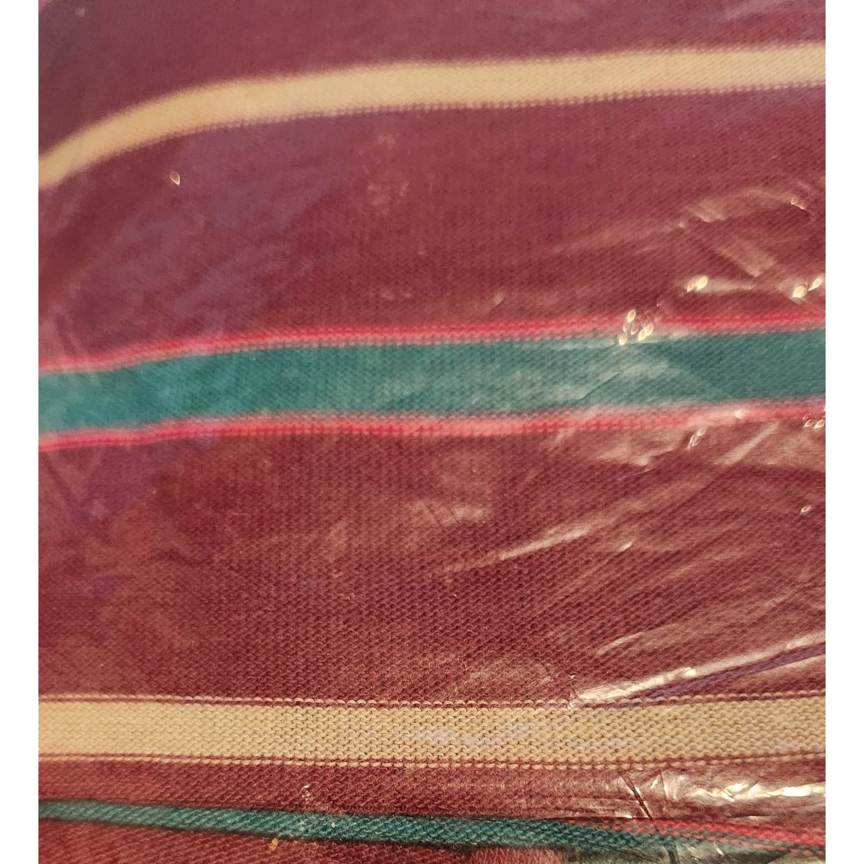 Material Red Green Yellow Stripe Polyester / Cotton 2 yards Fabric T-Shirt weight