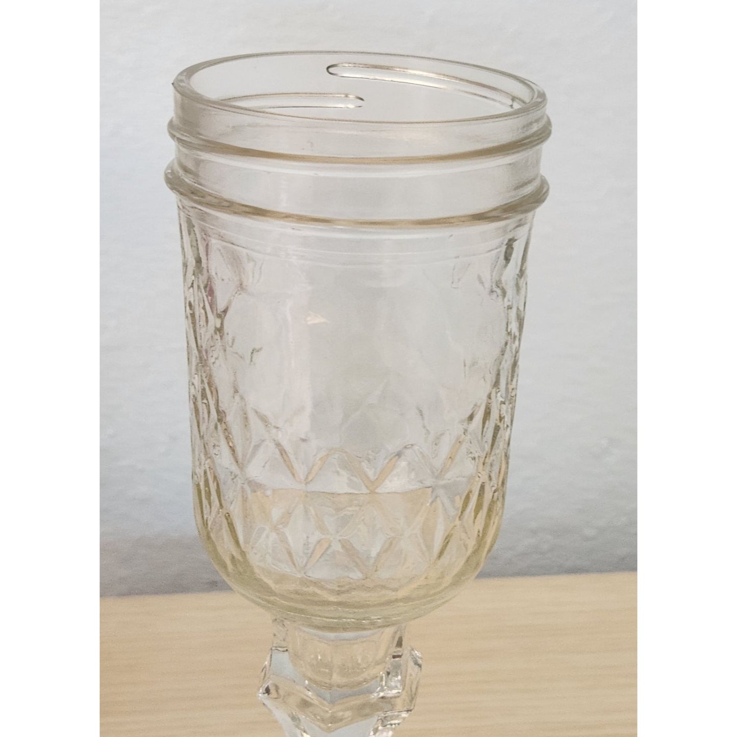 Clear Glass 2 pc Red Neck Wine Glasses with lid 8" Tall 4" Glass 4" Stem