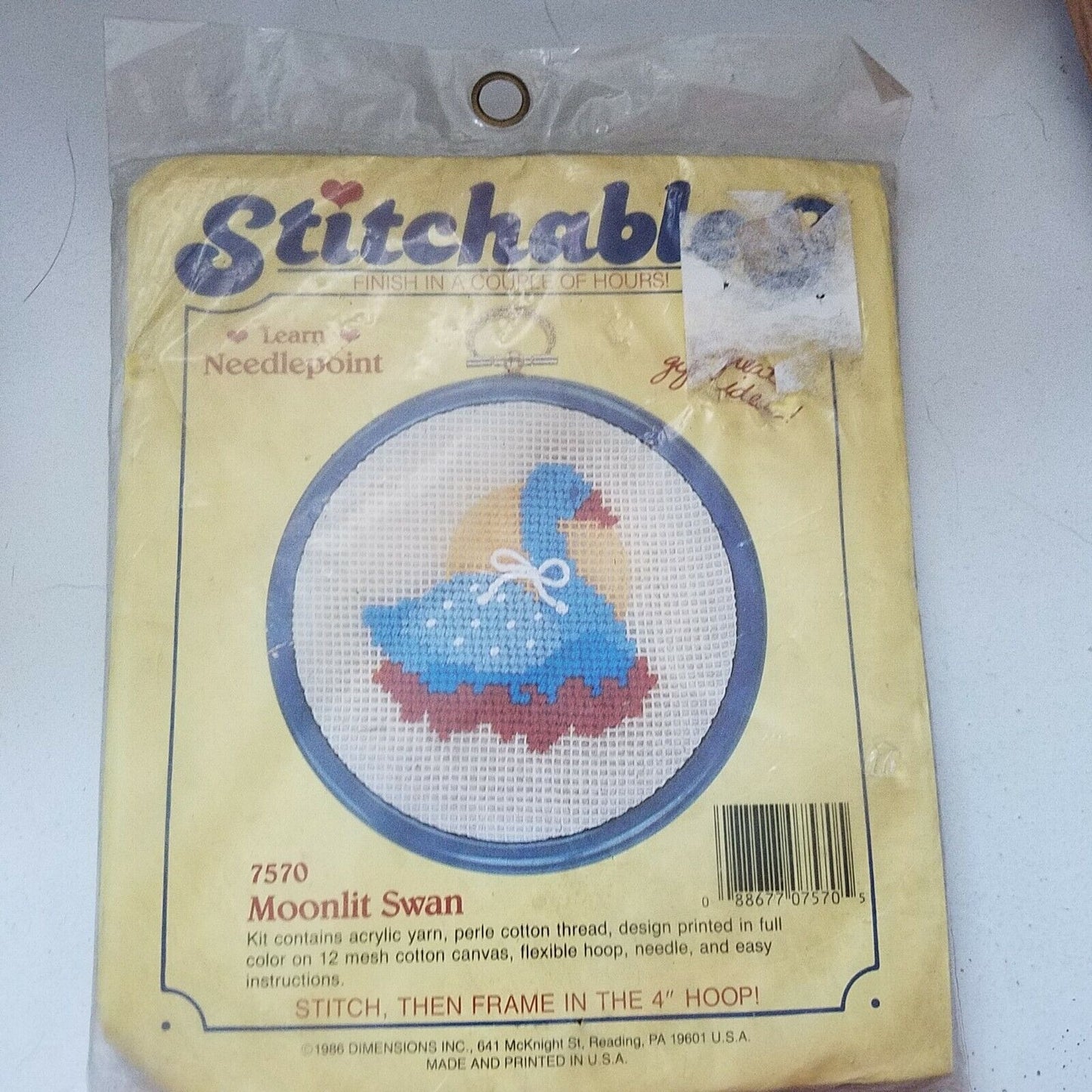 Craft Kit Stitchables Moonlit Swan # 7570 Learn Needlepoint Stitch then Frame