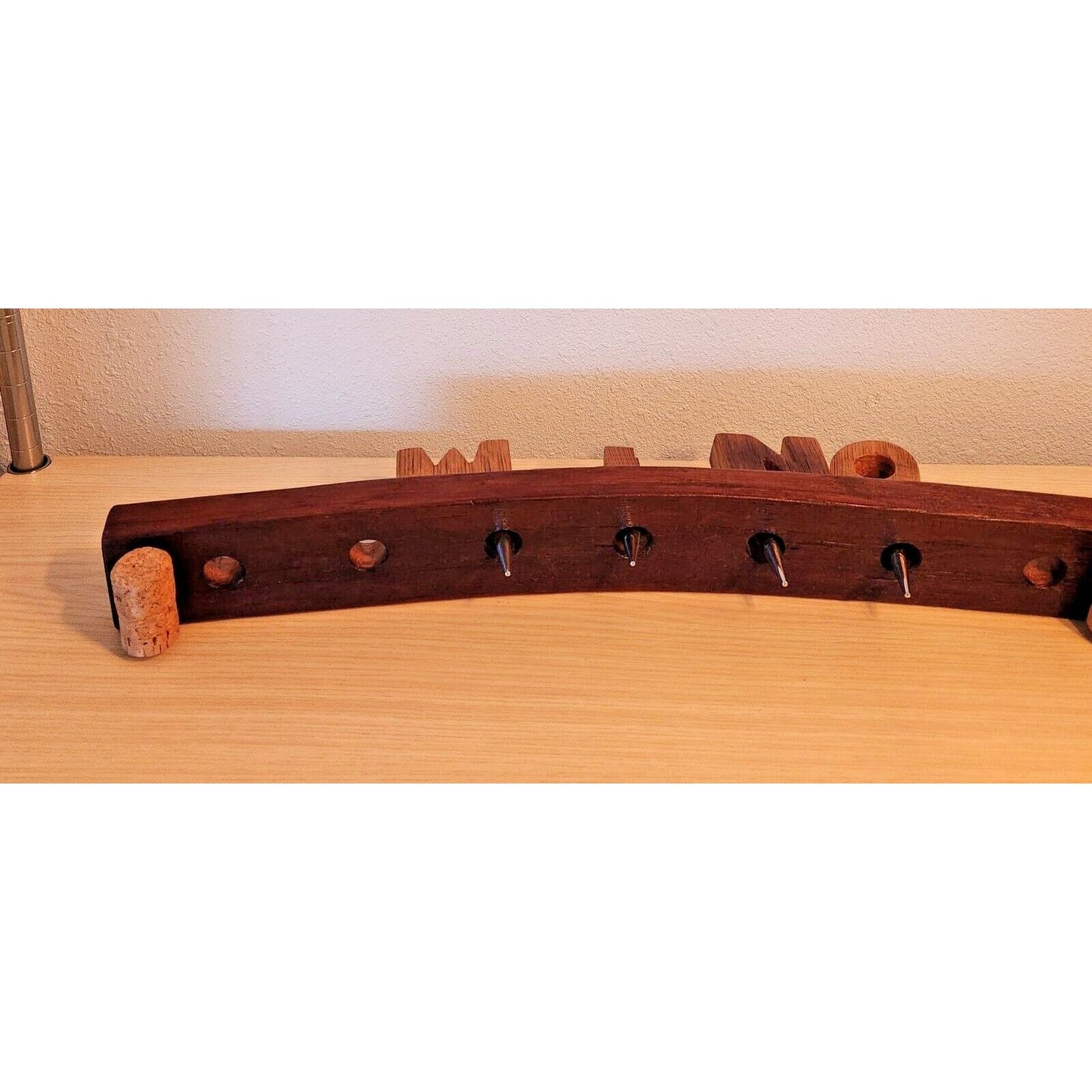 Wine Barrel Stopper Holder 7 Hole Display WINO Cork Feet 22 " x 3 " x 3 "