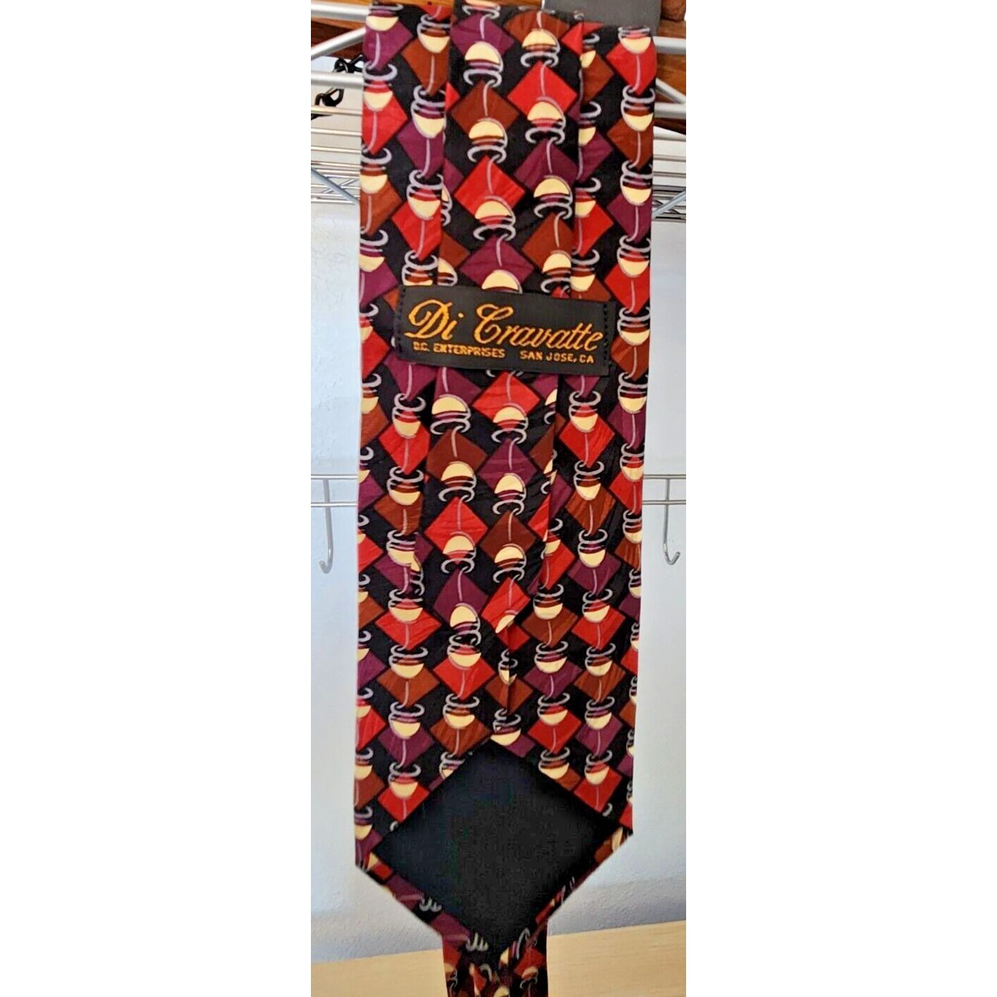 Silk Tie Brand Di Cravatte Stacked Wine Glasses Tiles 56" x 4" 100% Silk
