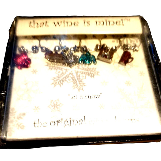 That Wine is Mine  Let It Snow 6-Piece Markers Charms Tags Glasses Wine Charm