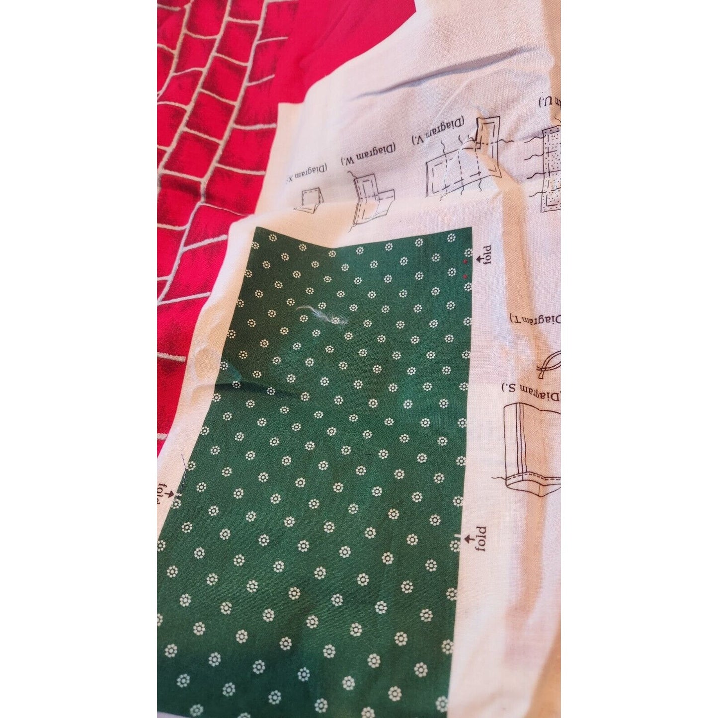 Material Fabric Christmas Santa Bear in Chimney Pattern Instructions