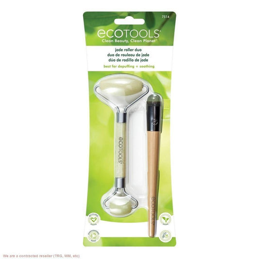 EcoTools Beauty Skin Care Tool Jade Facial Roller and Eye Roller Duo, Face Roller and Massager, Skincare and Sculpting Tool, Reduces Under E