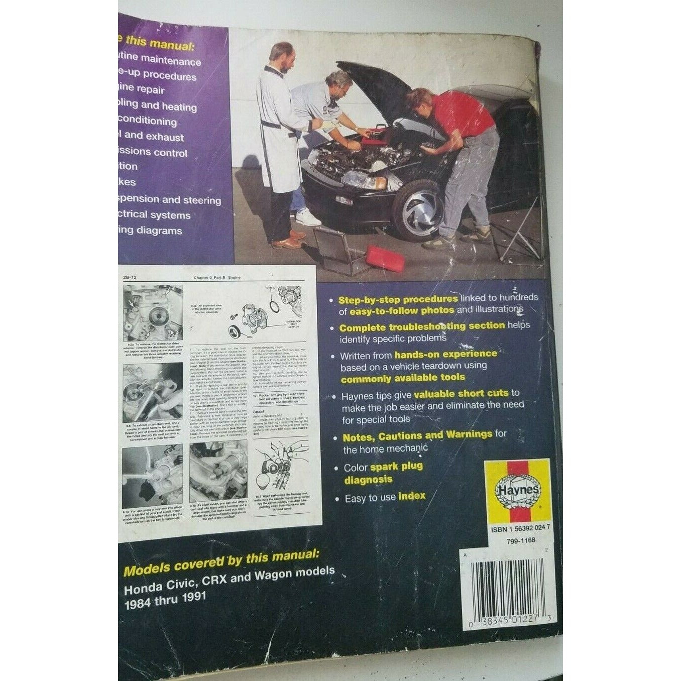 Book 1984 thru 1991 Haynes Honda Civic All Models Teardown Rebuild Repair Manual