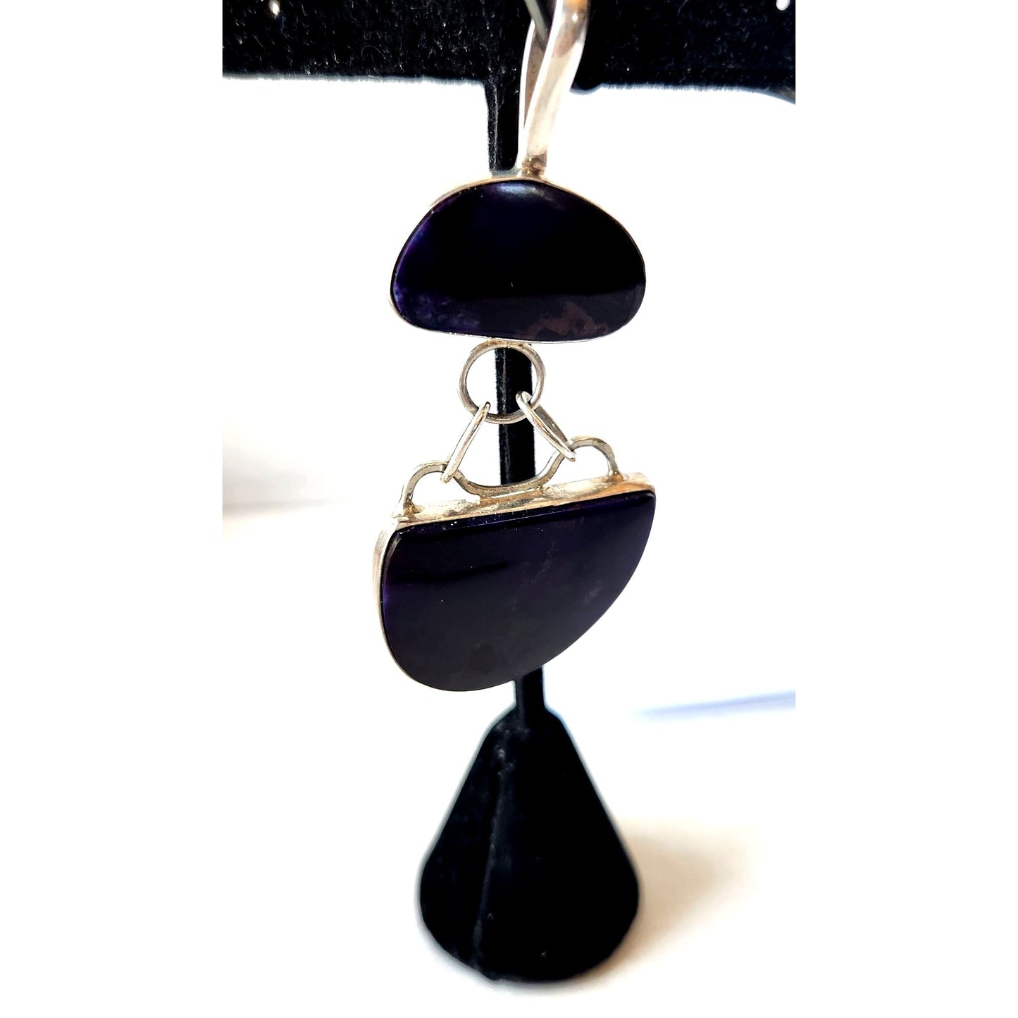 Pendant Dark Sigillate 925 Silver 15.2 gr 2 piece connected with rings 15 mm loop