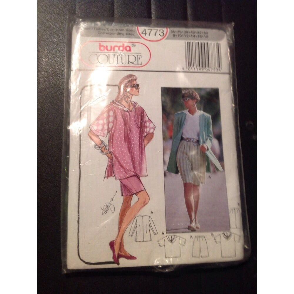 Pattern Burda # 4773 Size 8 10 12 14 16 18 Jacket Skirt Shorts Tunic Blouse