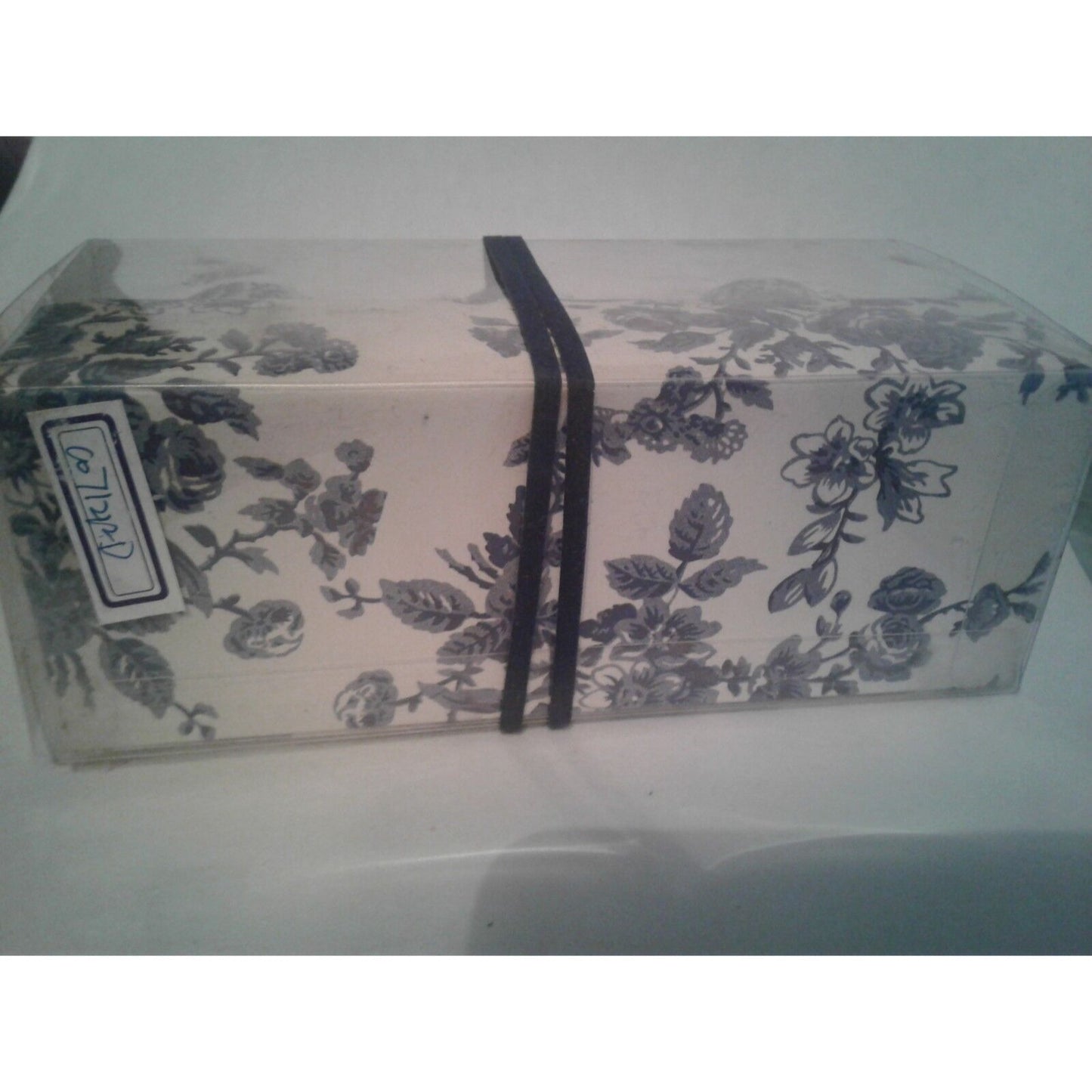 Candles White Sparkle Votive Blue Floral   2 1/2 " Tall 2" Top Gift Box Set of 3