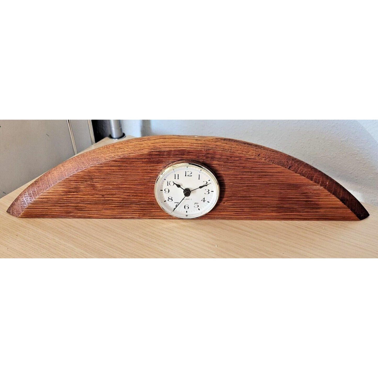 Clock Wine Barrel Top Wood Clock Wine Stained Hanger 16 " x 4 " x 1"