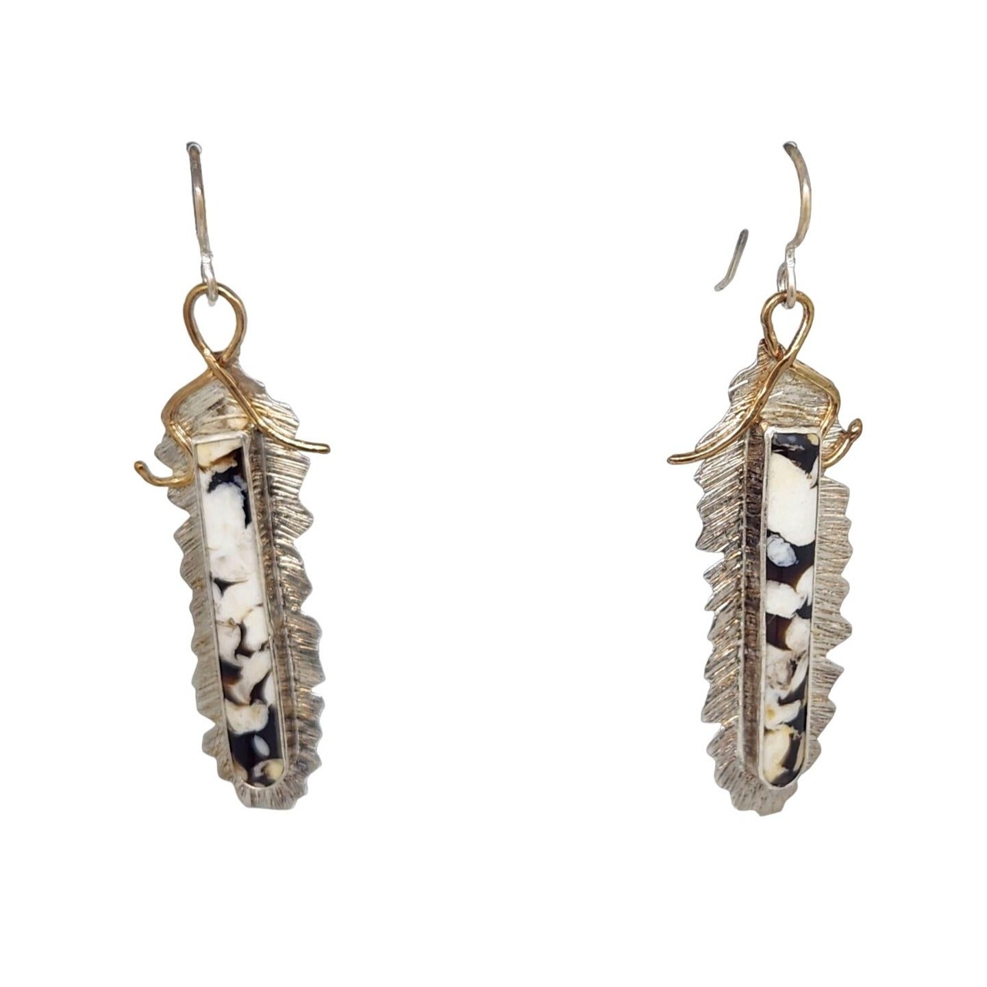 Earrings Peanutwood 10 gr Silver 925 Gold 14K Peanutwood 40mm x 5mm Frame 16mm x 50mm