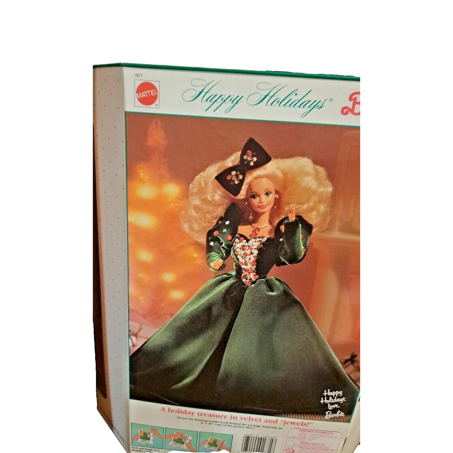Vintage 1991 Happy Holidays Barbie Doll Christmas Special Edition Mattel #1871