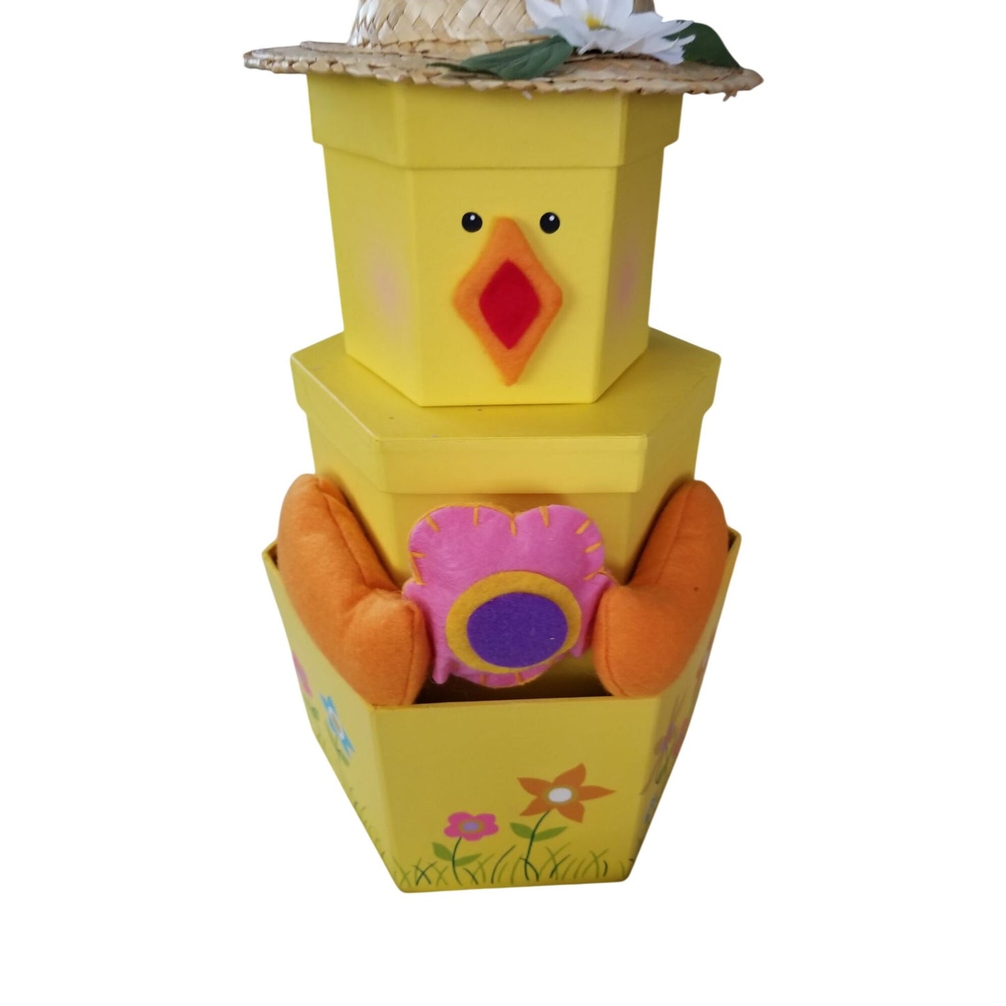Easter Chicken with Flower Hat Wings 3 piece Box 20" Tall